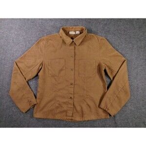 St Johns Bay Shirt Womens S Brown Sued Button Shirt Jacket Casual